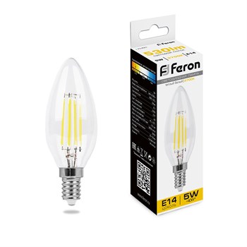 Лампа светодиодная Feron LB-58 Свеча E14 5W 230V 2700K - фото 128904