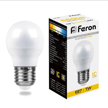 Лампа светодиодная Feron LB-95 Шарик E27 7W 2700K - фото 128993