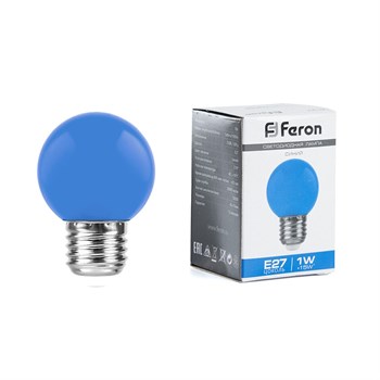 Лампа светодиодная Feron LB-37 Шарик E27 1W Синий - фото 129096