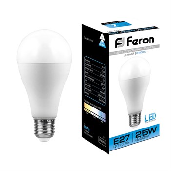 Лампа светодиодная Feron LB-100 Шар E27 25W 175-265V 6400K - фото 130111