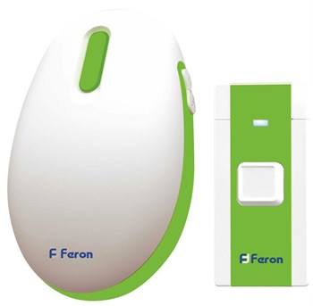 Звонок дверной беспроводной Feron E-375 Электрический 36 мелодии белый зеленый с питанием от батареек - фото 130848