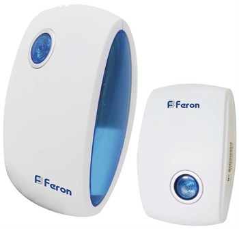 Звонок дверной беспроводной Feron E-376 Электрический 36 мелодии белый синий с питанием от батареек - фото 130855