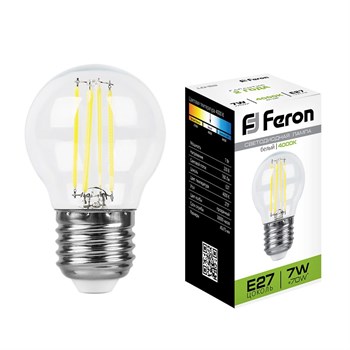 Лампа светодиодная Feron LB-52 Шарик E27 7W 230V 4000K - фото 130884