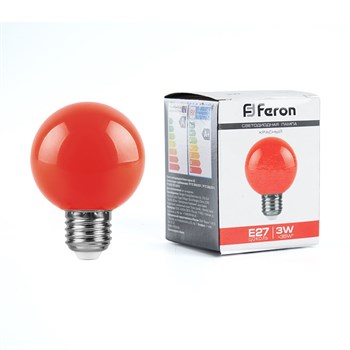 Лампа светодиодная Feron LB-371 Шар E27 3W 230V красный - фото 131352