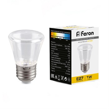 Лампа светодиодная Feron LB-372 Колокольчик прозрачный E27 1W 2700K - фото 131375