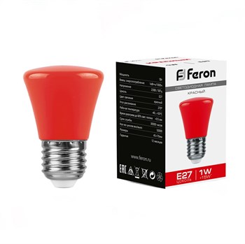 Лампа светодиодная Feron LB-372 Колокольчик E27 1W красный - фото 131377
