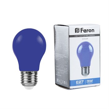 Лампа светодиодная Feron LB-375 E27 3W 230V синий - фото 131390