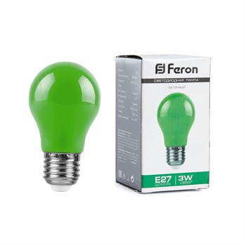 Лампа светодиодная Feron LB-375 E27 3W зеленый - фото 131397