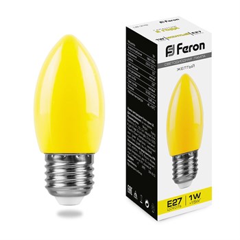 Лампа светодиодная Feron LB-376 свеча E27 1W желтый - фото 131422