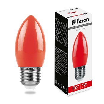 Лампа светодиодная Feron LB-376 свеча E27 1W красный - фото 131424