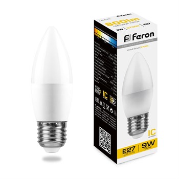 Лампа светодиодная Feron LB-570 Свеча E27 9W 2700K - фото 131723