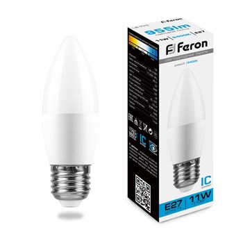 Лампа светодиодная Feron LB-770 Свеча E27 11W 175-265V 6400K - фото 131739