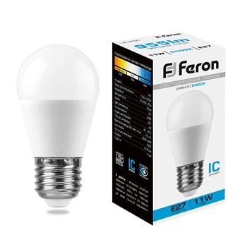 Лампа светодиодная Feron LB-750 Шарик E27 11W 6400K - фото 131751