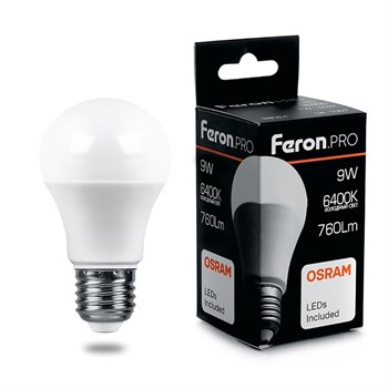 Лампа светодиодная Feron.PRO LB-1009 Шар E27 9W 175-265V 6400K - фото 133477