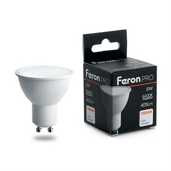 Лампа светодиодная Feron.PRO LB-1606 GU10 6W 175-265V 6400K - фото 133498