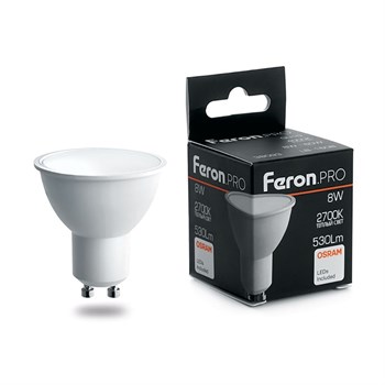 Лампа светодиодная Feron.PRO LB-1608 GU10 8W 175-265V 2700K - фото 133502