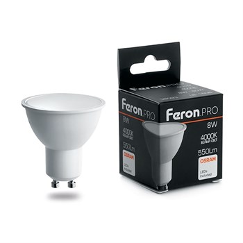 Лампа светодиодная Feron.PRO LB-1608 GU10 8W 175-265V 4000K - фото 133503