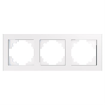 Рамка 3-местная, стекло, STEKKER, GFR00-7003-01, серия Катрин, белый - фото 133885