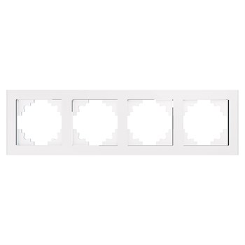Рамка 4-местная, стекло, STEKKER, GFR00-7004-01, серия Катрин, белый - фото 133887