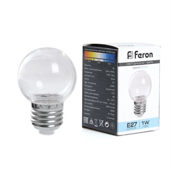 Лампа светодиодная Feron LB-371 Шар E27 3W 6400K прозрачный - фото 134146