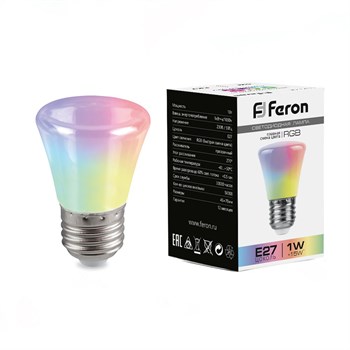Лампа светодиодная Feron LB-372 Колокольчик матовый E27 1W RGB быстрая смена цвета - фото 134178
