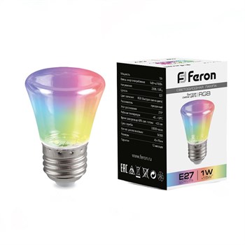 Лампа светодиодная Feron LB-372 Колокольчик прозрачный E27 1W RGB быстрая смена цвета - фото 134189