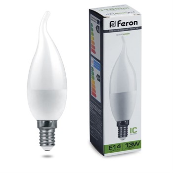 Лампа светодиодная Feron LB-970 Свеча на ветру E14 13W 175-265V 4000K - фото 135143