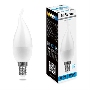 Лампа светодиодная Feron LB-570 Свеча на ветру E14 9W 175-265V 6400K - фото 135196