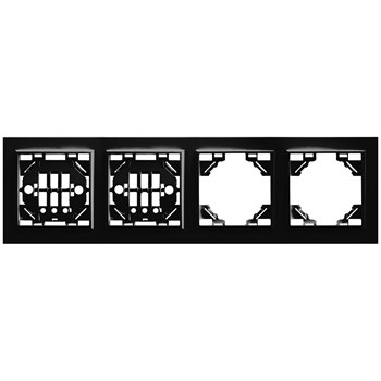Рамка 4-местная горизонтальная STEKKER, PFR00-9004-03, серия Эрна, черный - фото 135810