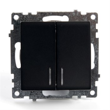 Выключатель 2-клавишный c индикатором (механизм), STEKKER GLS10-7102-05, 250В, 10А, серия Катрин, черный - фото 136211