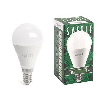 Лампа светодиодная SAFFIT SBG4515 Шарик E14 15W 230V 6400K - фото 136634