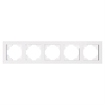 Рамка 5-местная, стекло, STEKKER, GFR00-7005-01, серия Катрин, белый - фото 136904