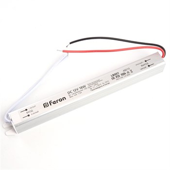 Трансформатор электронный для светодиодной ленты 18W 12V ( ультратонкий драйвер), LB001 FERON - фото 137767