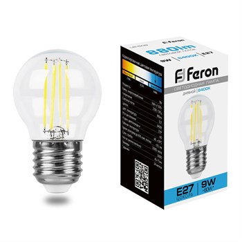 Лампа светодиодная Feron LB-509 Шарик E27 9W 230V 6400K - фото 138114