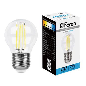Лампа светодиодная Feron LB-52 Шарик E27 7W 230V 6400K - фото 138117