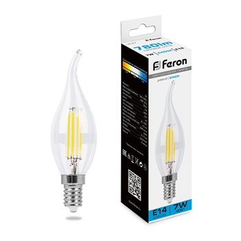 Лампа светодиодная Feron LB-67 Свеча на ветру E14 7W 230V 6400K - фото 138147