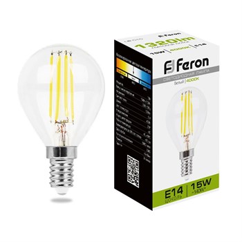 Лампа светодиодная Feron LB-515 Шарик E14 15W 230V 4000K - фото 138210