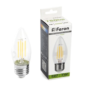 Лампа светодиодная Feron LB-66 Свеча E27 7W 230V 4000K - фото 139814