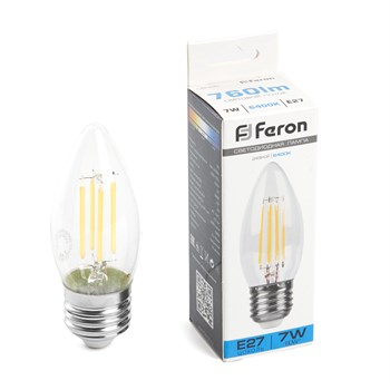 Лампа светодиодная Feron LB-66 Свеча E27 7W 230V 6400K - фото 139826