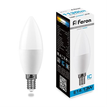 Лампа светодиодная Feron LB-970 Свеча E14 13W 175-265V 6400K - фото 141462