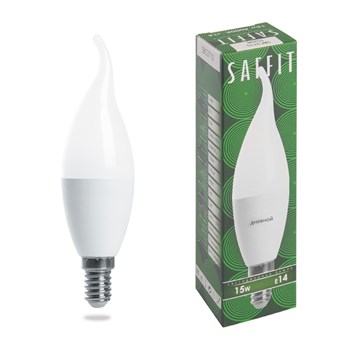 Лампа светодиодная SAFFIT SBC3715 Свеча на ветру E14 15W 230V 6400K - фото 141731