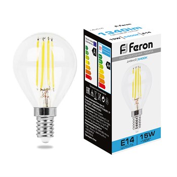 Лампа светодиодная Feron LB-515 Шарик E14 15W 230V 6400K - фото 141739