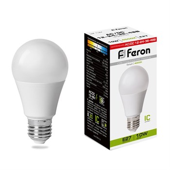 Лампа светодиодная низковольтная Feron LB-192 Шар E27 10W 12-48V 4000K - фото 142952