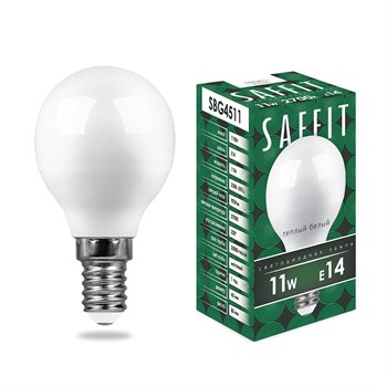 Лампа светодиодная SAFFIT SBG4511 Шарик E14 11W 230V 2700K - фото 144592