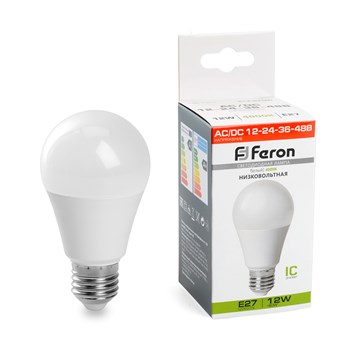 Лампа светодиодная низковольтная Feron LB-193 Шар E27 12W 12-48V 4000K - фото 145350