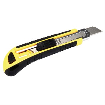KMU-1 Нож строительно-монтажный Stekker, серии KMU с сегмент.лезвием (5 дополнительных),18 мм, желтый/черный - фото 148882