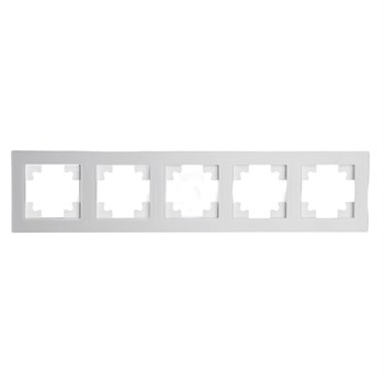Рамка 5-местная, стекло, STEKKER, GFR00-7005-01М, серия Катрин, белый матовый - фото 152425