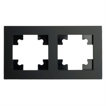 Рамка 2-местная, стекло, STEKKER GFR00-7002-05М, серия Катрин, черный матовый - фото 152474