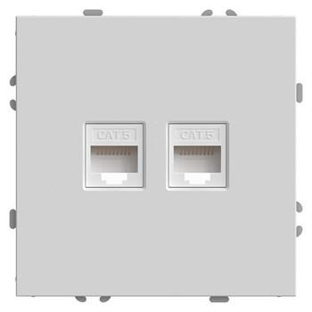 Розетка компьютерная 2-местная RJ-45 (механизм), STEKKER,  серия Эмили, RST00-5111-01, белый фарфор, soft touch - фото 155353