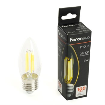 Лампа светодиодная Feron.PRO LB-1208 Свеча E27 1280LM 8W 175-265V 2700K - фото 157507